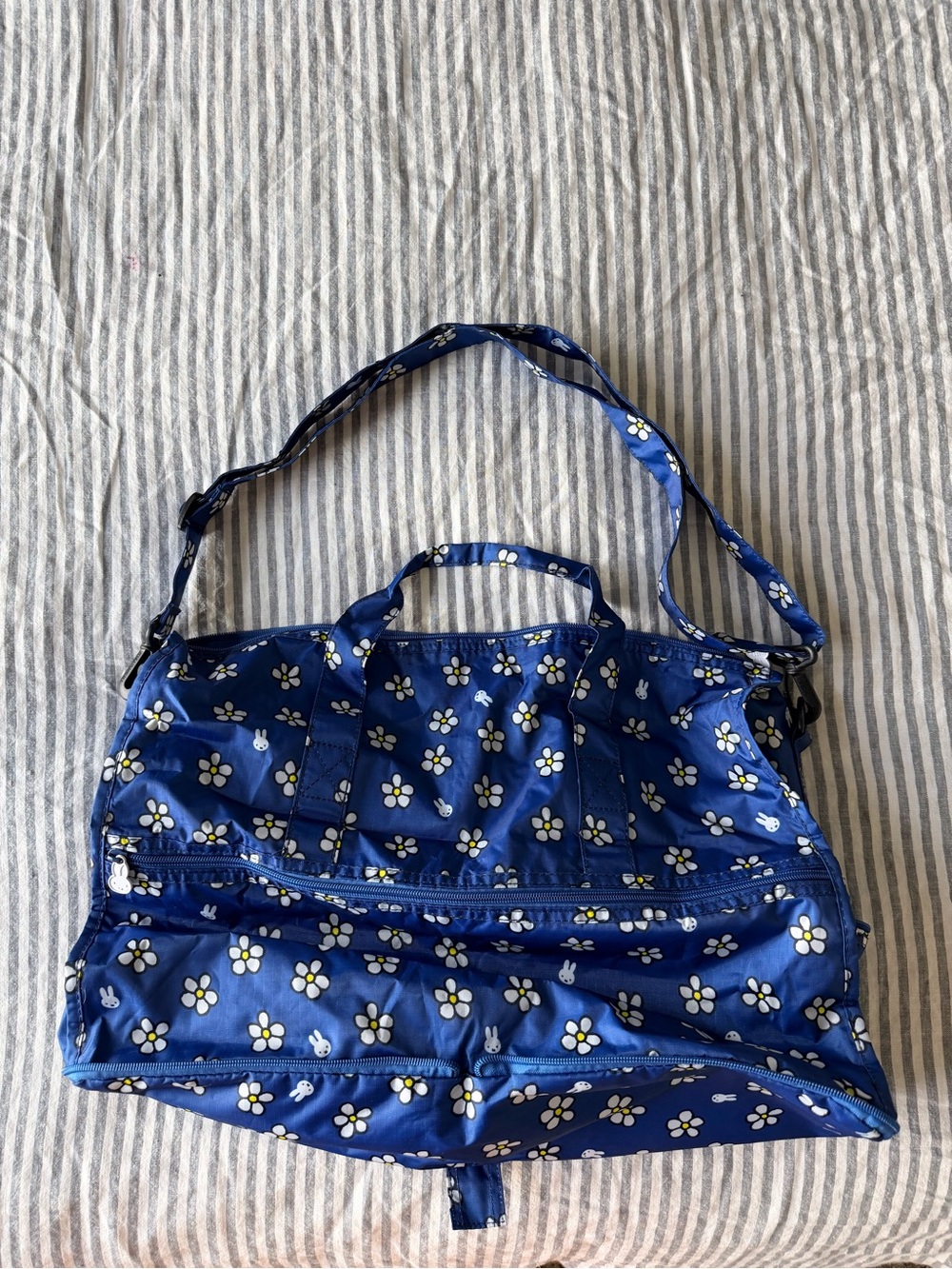 Miffy Travel Duffle Bag Blue Floral Daisy Zip
